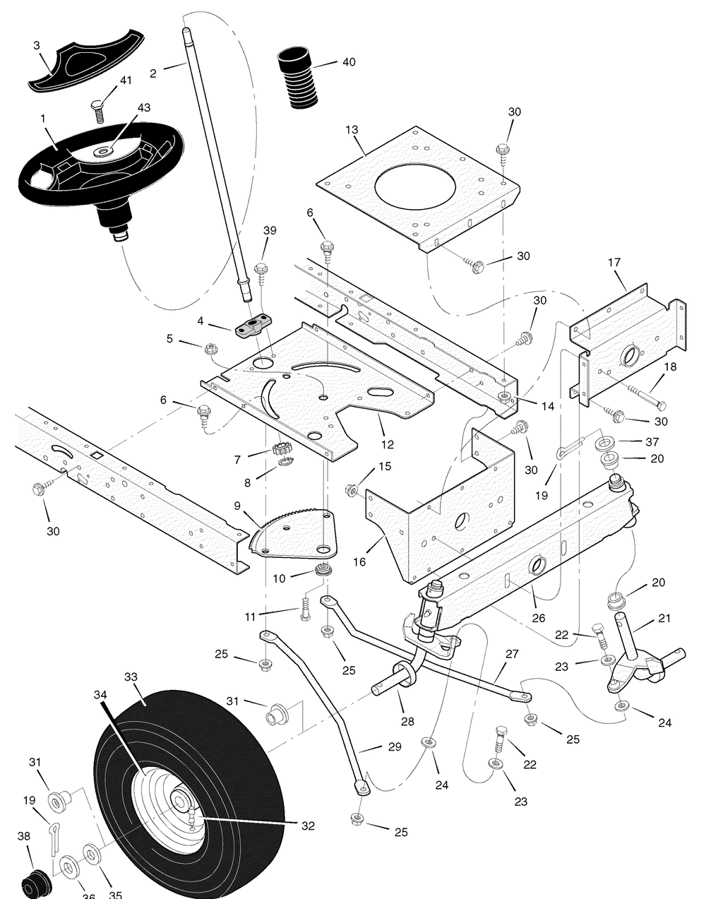 Steering Diagram and Parts List for 312006X50B 2006 Briggs and Stratton Lawn Tractor